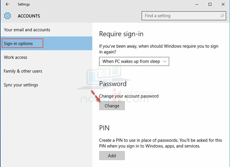 วิธีเปลี่ยน Password User ใน Windows 10 - Nongit.Com