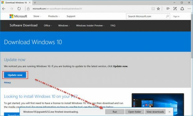 Windows 10 Update now