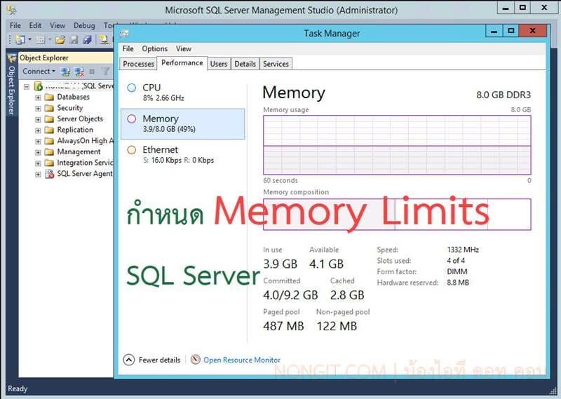 กำหนด Memory Limits sql server