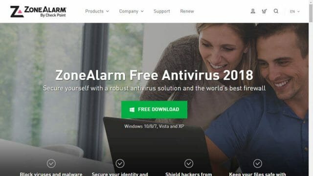 ZoneAlarm Free Antivirus 2018