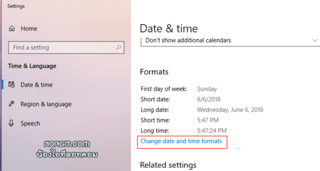 Change date and time formats windows 10