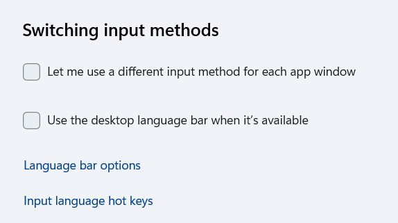 คลิกปุ่ม input language hot keys