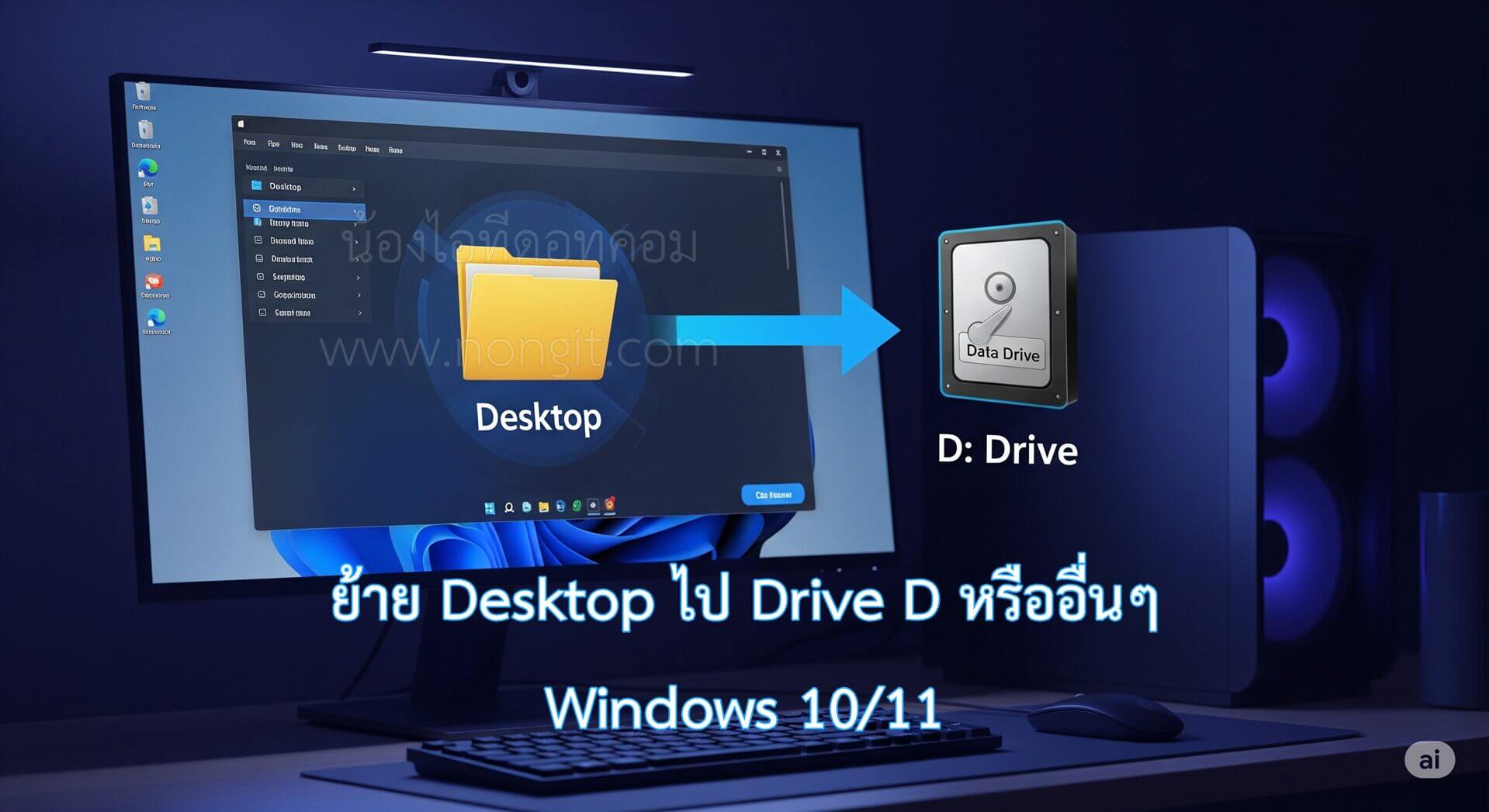 ย้าย Desktop ไป Drive D หรืออื่นๆ บน Windows 10/11 เพิ่มพื้นที่ไดร์ฟ C ...
