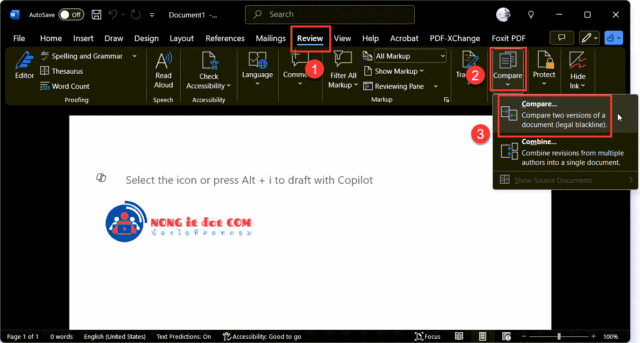 เปรียบเทียบไฟล์ Microsoft Word