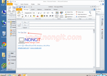 ภาพประกอบบทความ วิธีตั้งค่า Font Outlook แสดงโลโก้โปรแกรม Outlook และตัวอย่างการเปลี่ยนฟอนต์เริ่มต้น