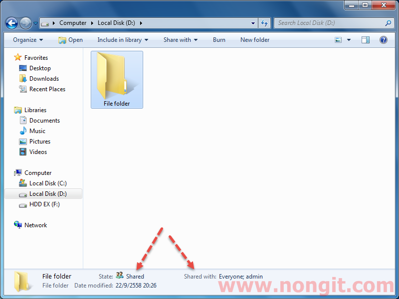 วิธีการแชร์ไฟล์ในวงแลน ผ่าน Windows 10, 8.1, 7 แบบละเอียด - NONGIT.COM
