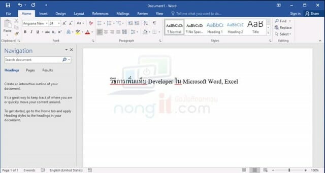 แท็บ developer
