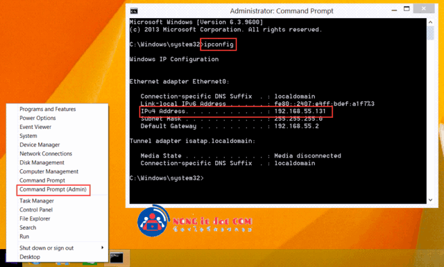 วิธีดูไอพีใน Windows 8 และ Windows 8.1 ใช้ Command Prompt