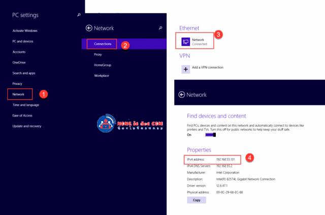 วิธีดูไอพีใน Windows 8 และ Windows 8.1 ผ่าน PC Settings
