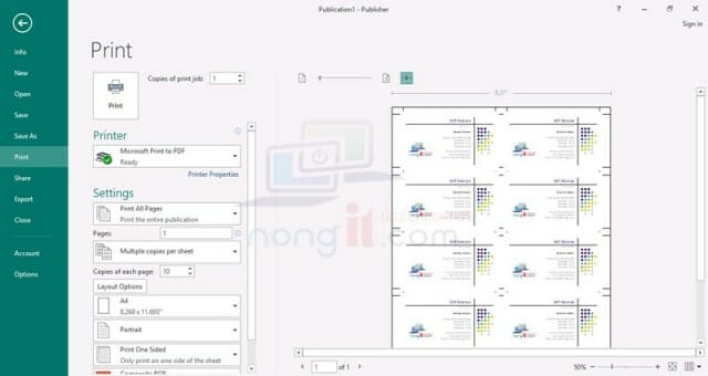 ปริ้นนามบัตร publisher