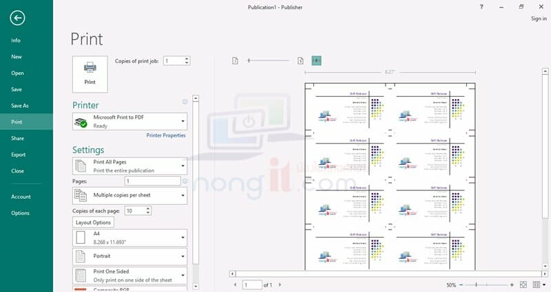ปริ้นนามบัตร publisher