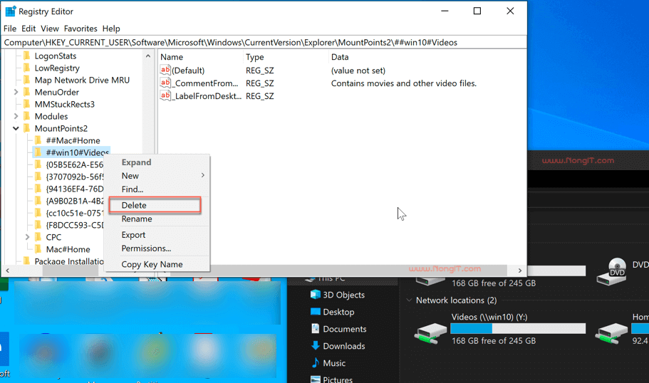 วิธีลบ Network ไดรฟ์ใน Windows 10 (ลบ Map Drive) - NONGIT.COM