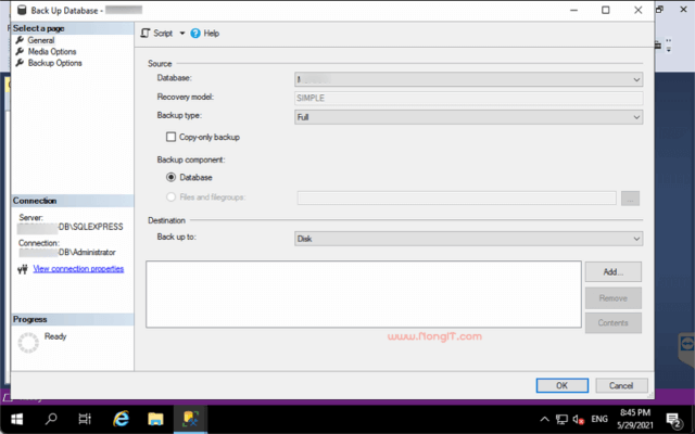 วิธี Backup Database ข้อมูลใน Microsoft SQL Server - NONGIT.COM