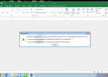 แก้ไข Excel not enough available memory or disk space