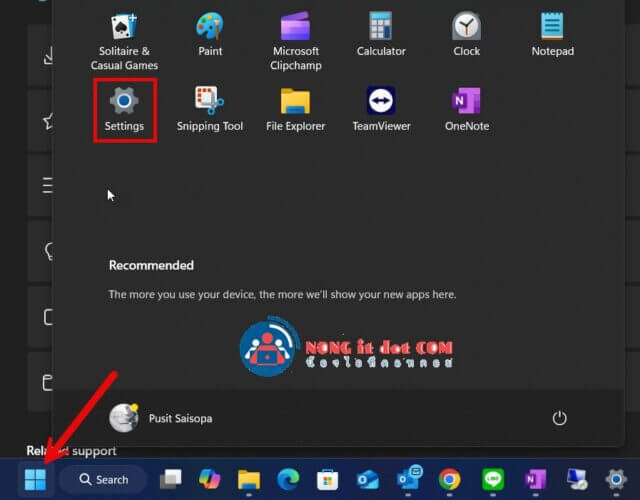 Startmenu > Settings on Windows 11
