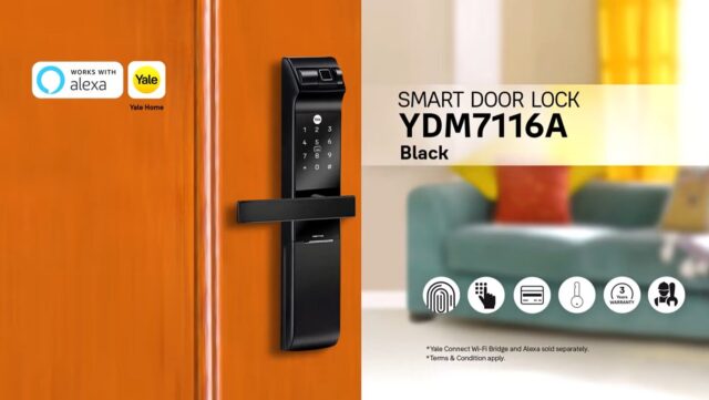 กลอนประตูดิจิตอล Yale YDM7116A สี ดำด้าน
