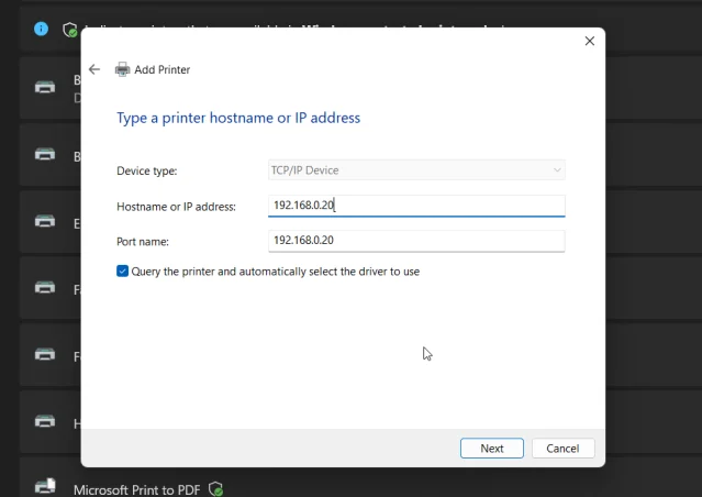 วิธีเพิ่มปริ้นเตอร์จาก Print Server ด้วย IP Address บน Windows 11