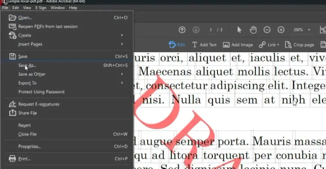 ดูตัวอย่างลายน้ำ PDF แล้วคลิก OK และบันทึกด้วย Save As ใน Adobe Acrobat