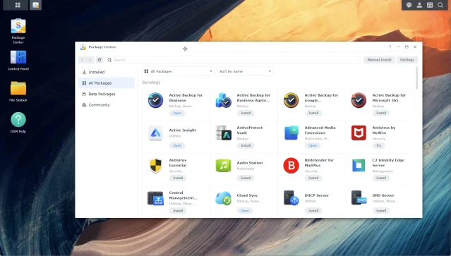 หน้าจอ Synology DSM 7.4 สำหรับจัดการ NAS